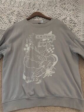 Unbranded women’s Light Gray Graphic Sweatshirt - Sasuke Naruto Design